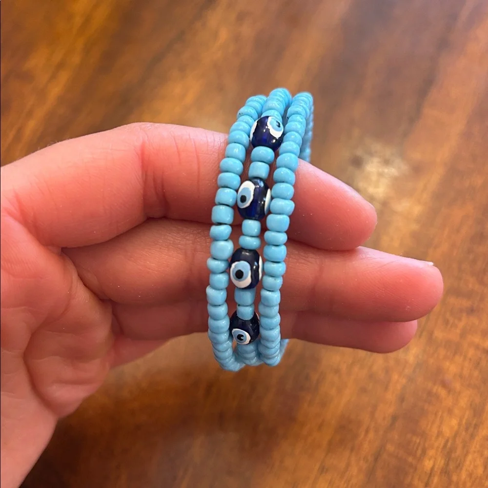 Evil Eye Festival Bohemian Wrap Around Blue Bracelet